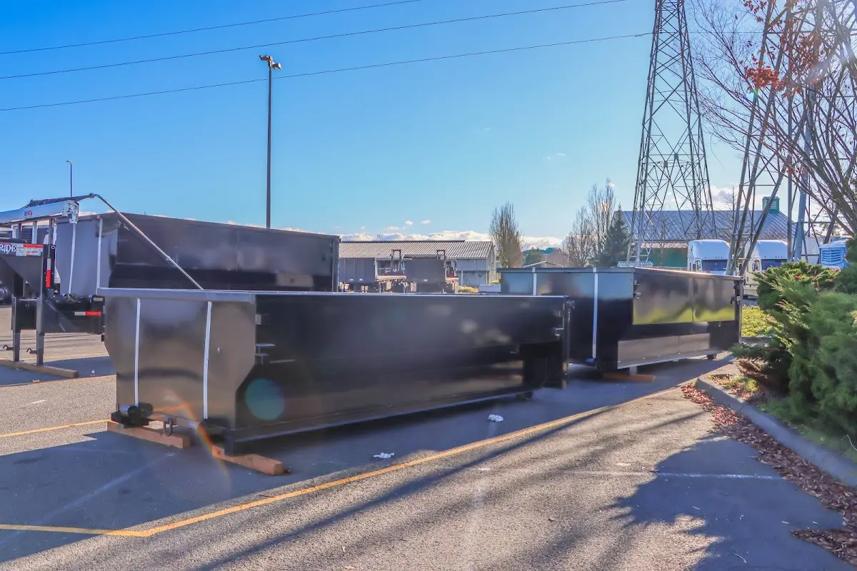 Roll-off dumpster ready for waste disposal at job site for 2 Yard Dumpster Rental in Bolingbrook